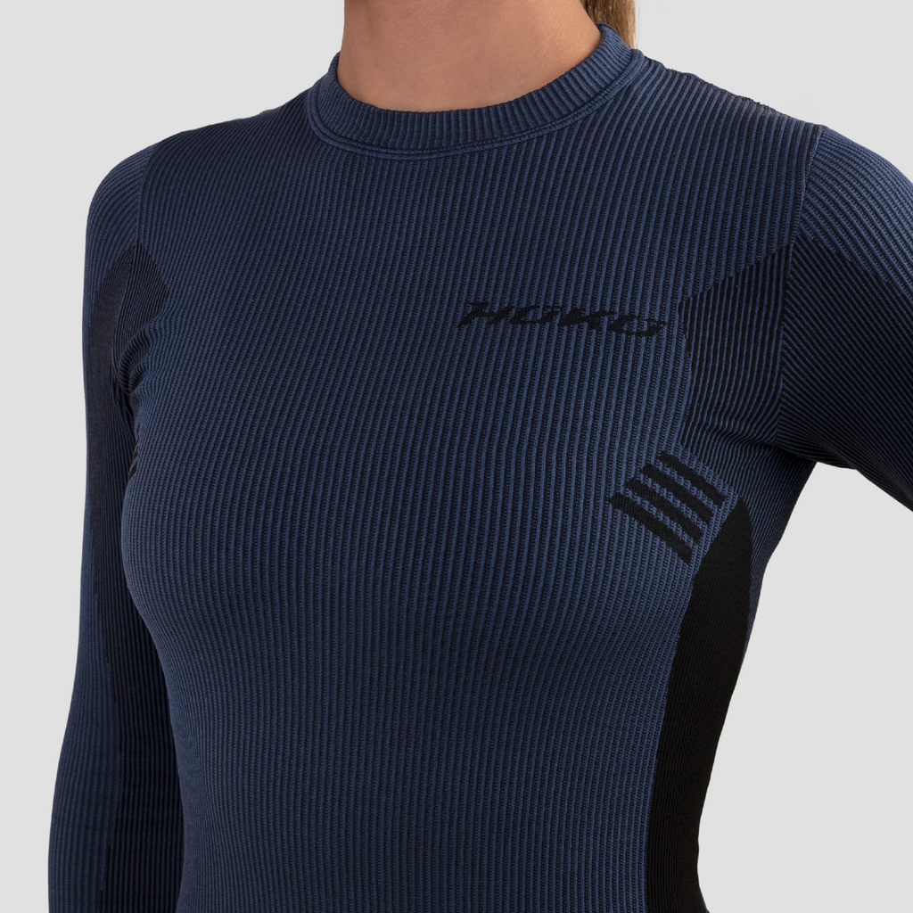 Camiseta manga larga térmica para mujer en color navy. Nombre del producto Botan. Foto detalle frontal