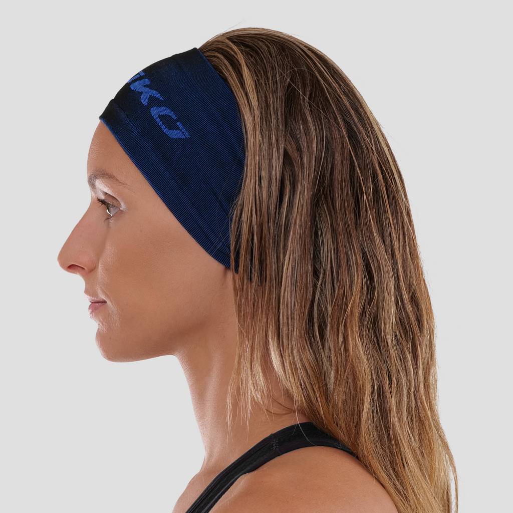 cinta de pelo transpirable para mujer. Nombre del producto Rin. Color azul. Foto perfil