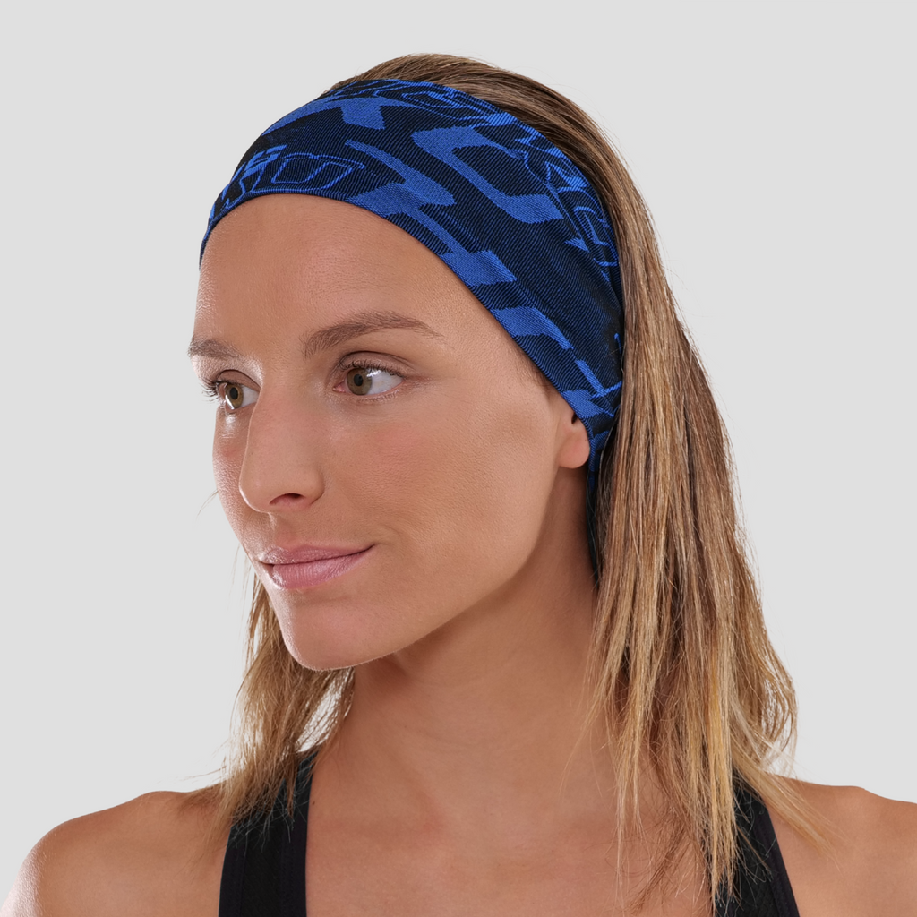 Cinta de pelo fina y transpirable para mujer. Nombre del producto Umi. Color azul. Foto perfil