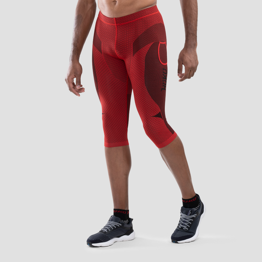 Malla pirata compresiva para hombre. Nombre del producto Sayonara. Color rojo. Foto frontal