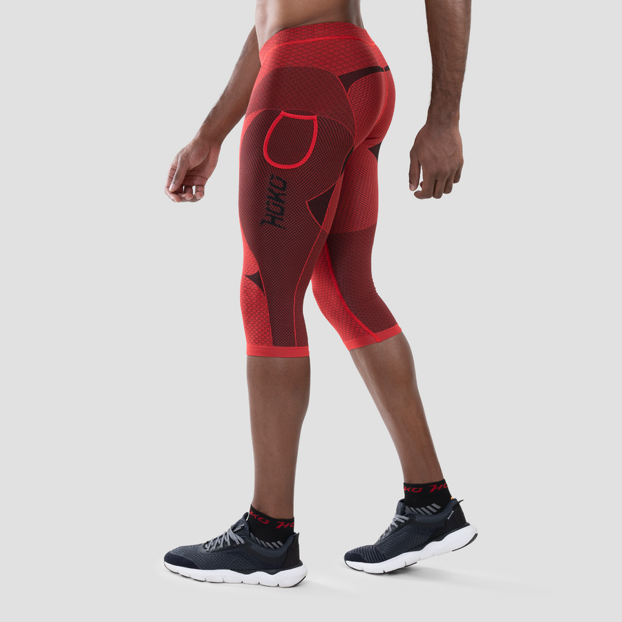 Malla pirata compresiva para hombre. Nombre del producto Sayonara. Color rojo. Foto lateral