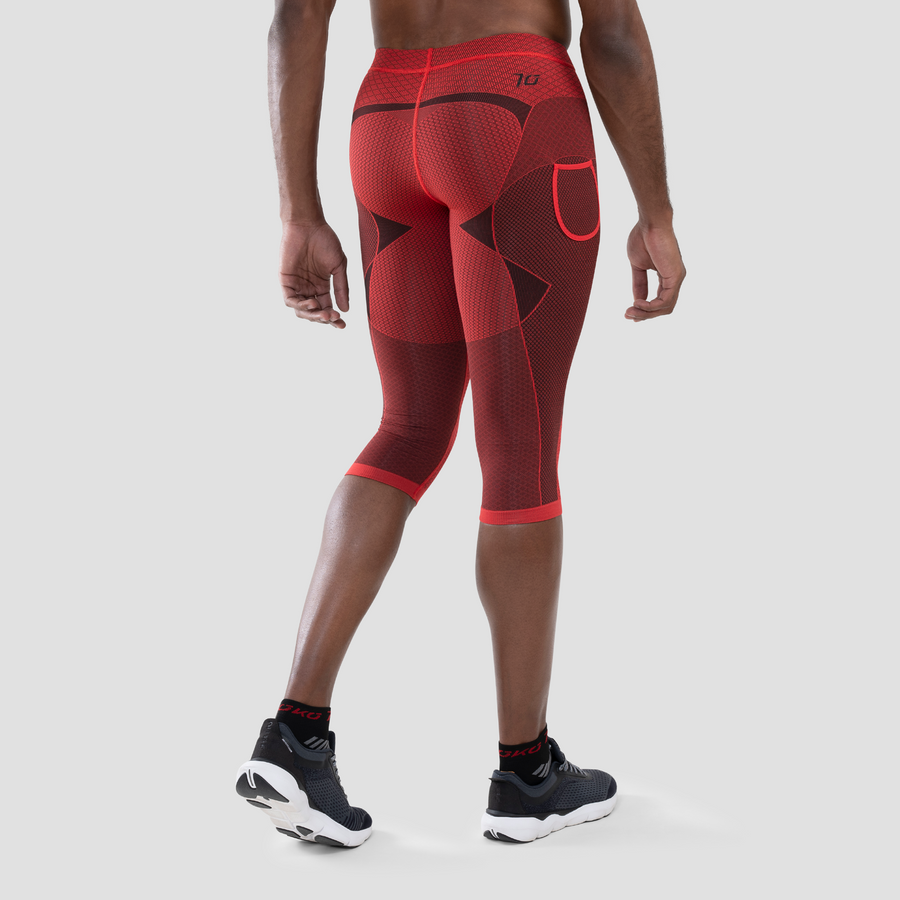 Malla pirata compresiva para hombre. Nombre del producto Sayonara. Color rojo. Foto trasera